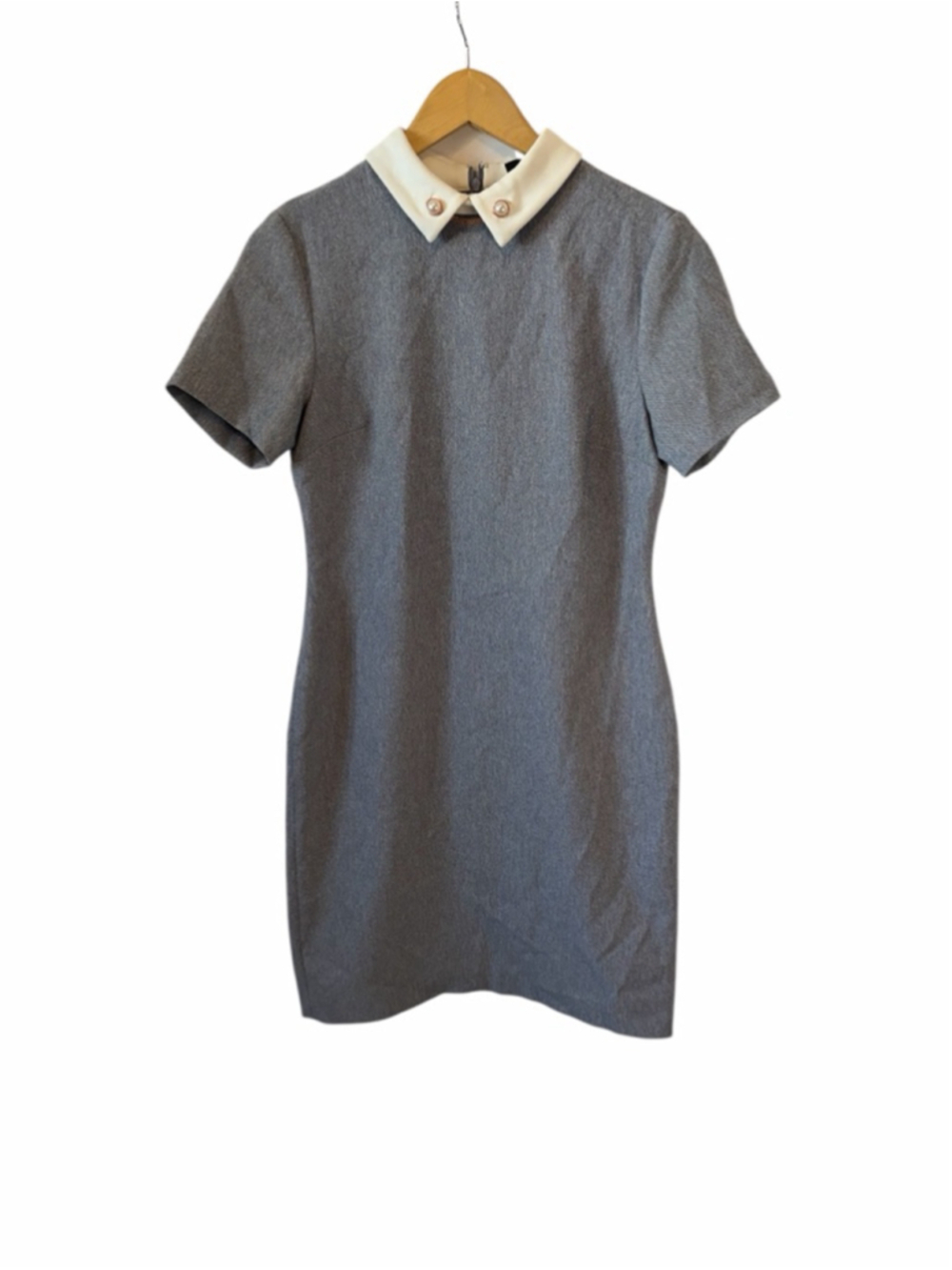 Ivanka Trump Grey Sheath Dress Pearl Collar Short Sleeve Work Office - Picture 2 of 11